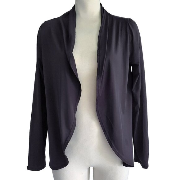 Danskin Black Workout Cardigan Wrap Shawl Collar Black Style 4714 Size M - Picture 2 of 13